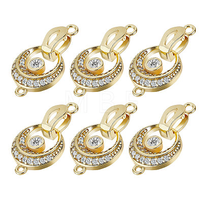 CHGCRAFT  6Pcs Brass Fold Over Clasp with Crystal Rhinestone KK-CA0002-69A-1