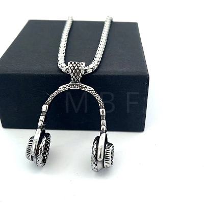 Vintage Hip-Hop 304 Stainless Steel Headset Pendant Necklaces for Men Women NI7157-1