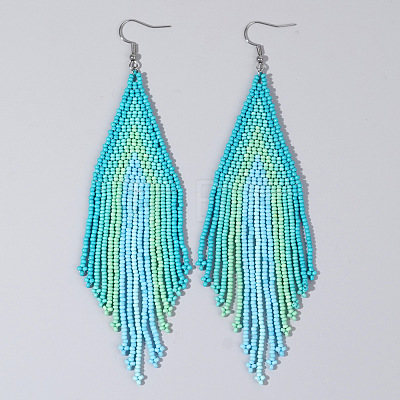 Handmade Glass Seed Beads Tassel Dangle Earrings LS-EN2812-6-1