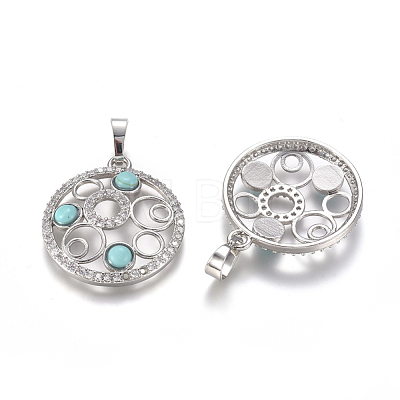 Synthetic Turquoise Pendants G-L512-T19-1