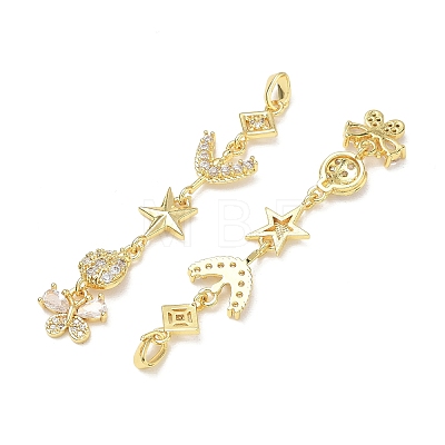 Brass Micro Pave Clear Cubic Zirconia Big Pendants CU-E004-01G-1