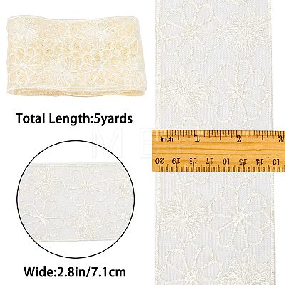 Gorgecraft 5 Yards Embroidery Flower Polyester Mesh Lace Ribbon OCOR-GF0002-51-1