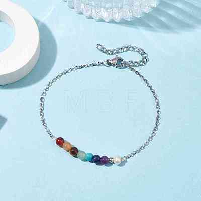 Chakra Theme Natural & Synthetic Mixed Gemstone & Pearl Beaded Bracelets BJEW-JB09946-02-1