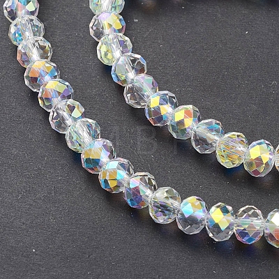 Electroplate Transparent Glass Beads Strands EGLA-K015-07F-1