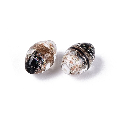 Two Tone Color Handmade Foil Glass Beads FOIL-Q001-01H-1