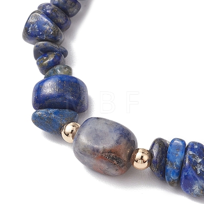 Natural Sodalite Cuboid & Lapis Lazuli Chip Beaded Stretch Bracelets for Women BJEW-JB10808-07-1