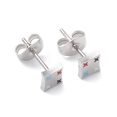 3 Pairs 3 Style Enamel Rhombus with Star Dangle Hoop Earrings EJEW-B020-10P-1