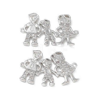 Brass Micro Pave Clear Cubic Zirconia Connector Charms KK-E068-VB361-1