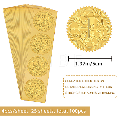Self Adhesive Gold Foil Embossed Stickers DIY-WH0211-317-1