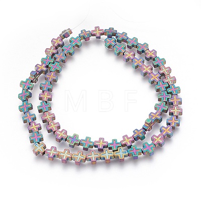 Electroplated Non-magnetic Synthetic Hematite Beads Strands G-P392-B08-1