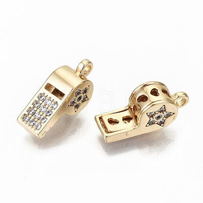 Brass Micro Pave Clear Cubic Zirconia Charms X-KK-S356-172G-NF-1