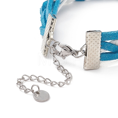 Alloy Heart Beat & 304 Stainless Steel Infinity Links Multi-strand Bracelet BJEW-TA00190-04-1