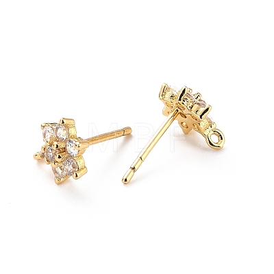 Brass Micro Pave Cubic Zirconia Stud Earrings Findings ZIRC-C027-14G-02-RS-1