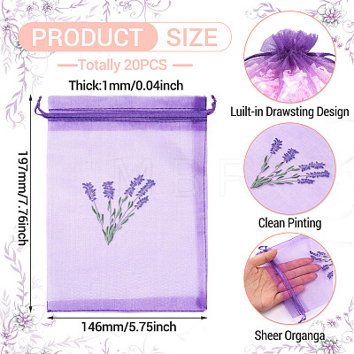 20Pcs Polyester Mesh Sachet Packing Drawstring Bgas ABAG-TA0002-20A-1