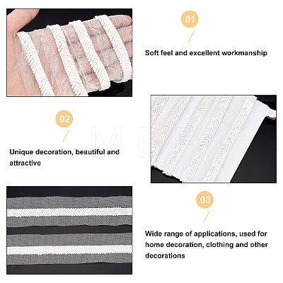 CHGCRAFT Mesh Fabric with Plastic Wheat Beads Ribbon OCOR-CA0001-15-1