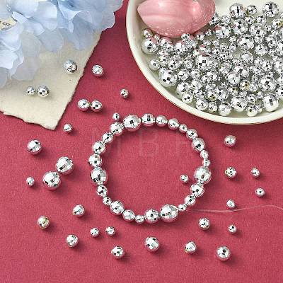 Faceted Round Plated Acrylic Beads PACR-YW0001-21-1