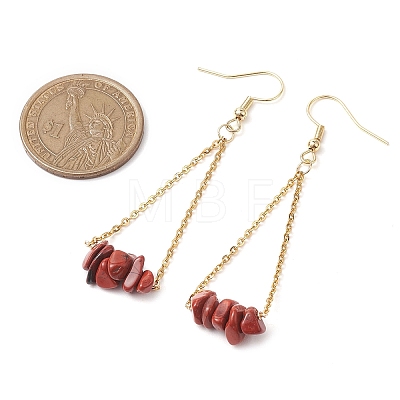 304 Stainless Steel with Natural Red Jasper Dangle Earrings EJEW-JE06010-11-1