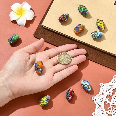 5Pcs 5 Colors Handmade Lampwork Beads LAMP-YW0004-23-1
