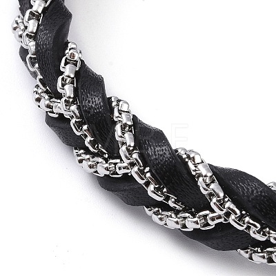 Black Braided Leather Cord Bracelets BJEW-A009-06P-1