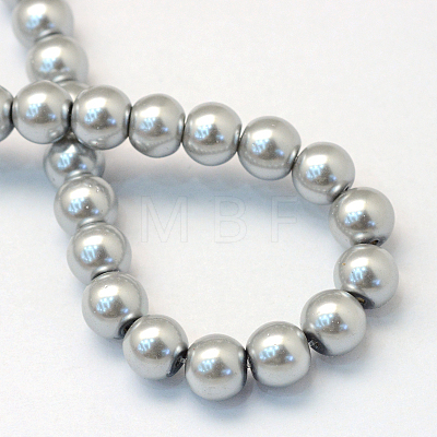 Baking Painted Pearlized Glass Pearl Round Bead Strands HY-Q003-10mm-34-1