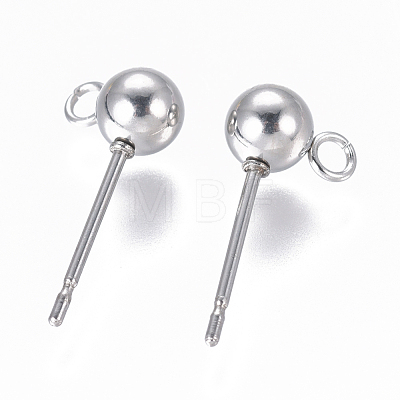 304 Stainless Steel Ear Stud Components STAS-F227-18C-P-1