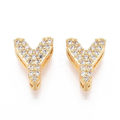 Brass Micro Pave Clear Cubic Zirconia Beads KK-T071-17G-Y-1