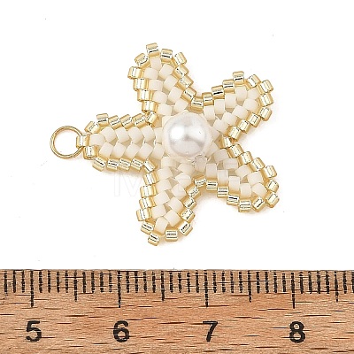 MIYUKI Glass Seed Beaded & Shell Pearl Pendants PALLOY-MZ01378-01-1