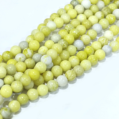 Natural Yellow Mustard Jasper Beads Strands X-G-Q462-6mm-39-1