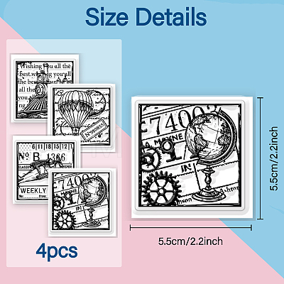 4Pcs 4 Styles PVC Stamp DIY-WH0487-0005-1