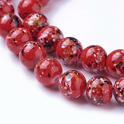 Opaque Baking Painted Glass Beads Strands GLAA-L024-C-30-1