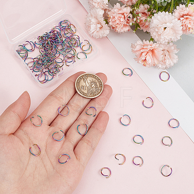 100pcs Rainbow Color 304 Stainless Steel Open Jump Rings STAS-ME0003-78B-1