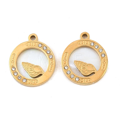 Ocean Theme 304 Stainless Steel & Natural Shell & Rhinestone Pendants SH-CBA72D5-01C-G-1