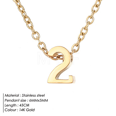 304 Stainless Steel Number Pendant Necklaces FS-WG6717D-10-1