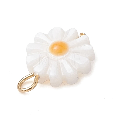 Natural Freshwater Shell Flower Charms with Golden Plated 304 Stainless Steel Loops PALLOY-JF02444-1