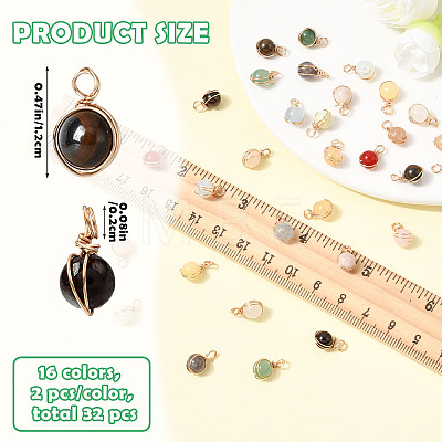 32Pcs 16 Styles Natural & Synthetic Gemstone Pendants PALLOY-SW00089-1