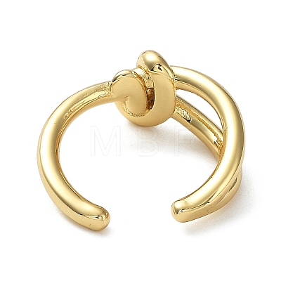 Rack Plating Brass Knot Open Cuff Rings for Women RJEW-Q777-02G-1