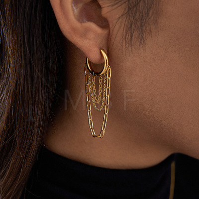 304 Stainless Steel Chain Tassel Hoop Earrings FS-WG79814-01-1
