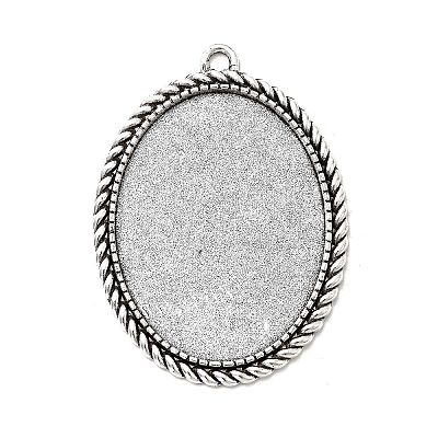 Tibetan Style Alloy Pendant Cabochon Settings X-TIBEP-N003-17AS-1