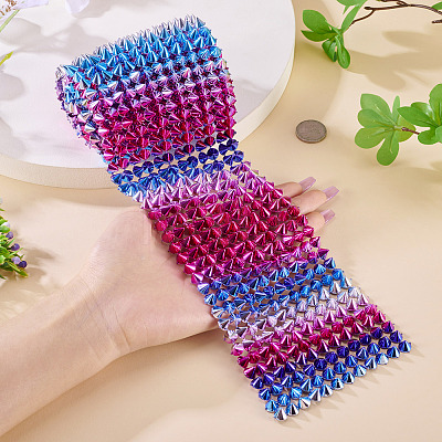 1 Yard 12-Row Resin Spike Stud Cone Flatback Punk Rock Trim Mesh Bead Craft FIND-TA0006-73C-1