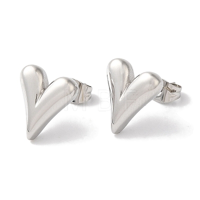 Heart Ion Plating(IP) 304 Stainless Steel Stud Earrings for Women EJEW-L287-039P-1