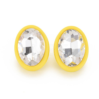 Crystal Rhinestone Oval Stud Earrings with 925 Sterling Silver Pins for Women MACR-S275-037A-1