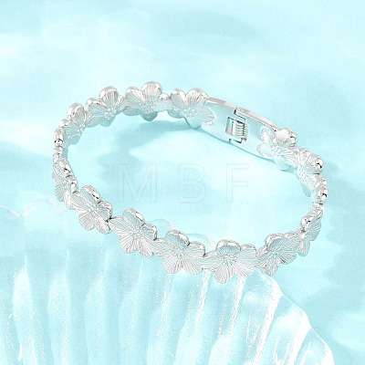 304 Stainless Steel Flower Hinged Cuff Bangles for Women SA-CBA45D5-27P-1