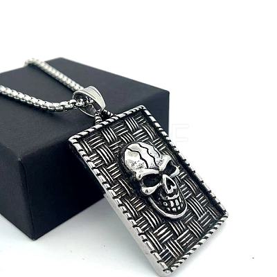 Vintage Punk 304 Stainless Stee Skull Medal Pendant Necklaces for Men TO1001-1