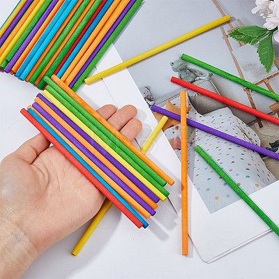 180Pcs 6 Colors Wood Craft Sticks WOOD-FH0002-51-1