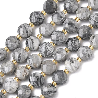 Natural Map Stone Beads Strands G-K389-B84-01-1