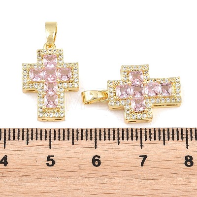 Easter Brass Pink Cubic Zirconia Pendants KK-E800-10G-1