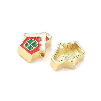Christmas Brass Enamel Beads KK-I474-G17-1