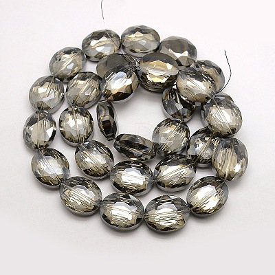 Faceted Electroplate Crystal Glass Oval Beads Strands EGLA-F060B-02-1