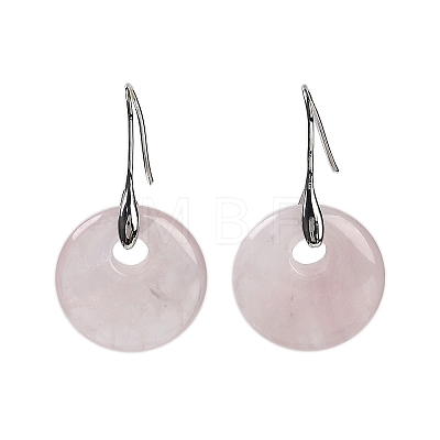 Natural Rose Quartz Dangle Earrings EJEW-C119-01P-05-1