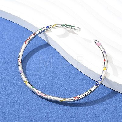 Brass Open Cuff Bangles for Women BJEW-G736-12P-03-1